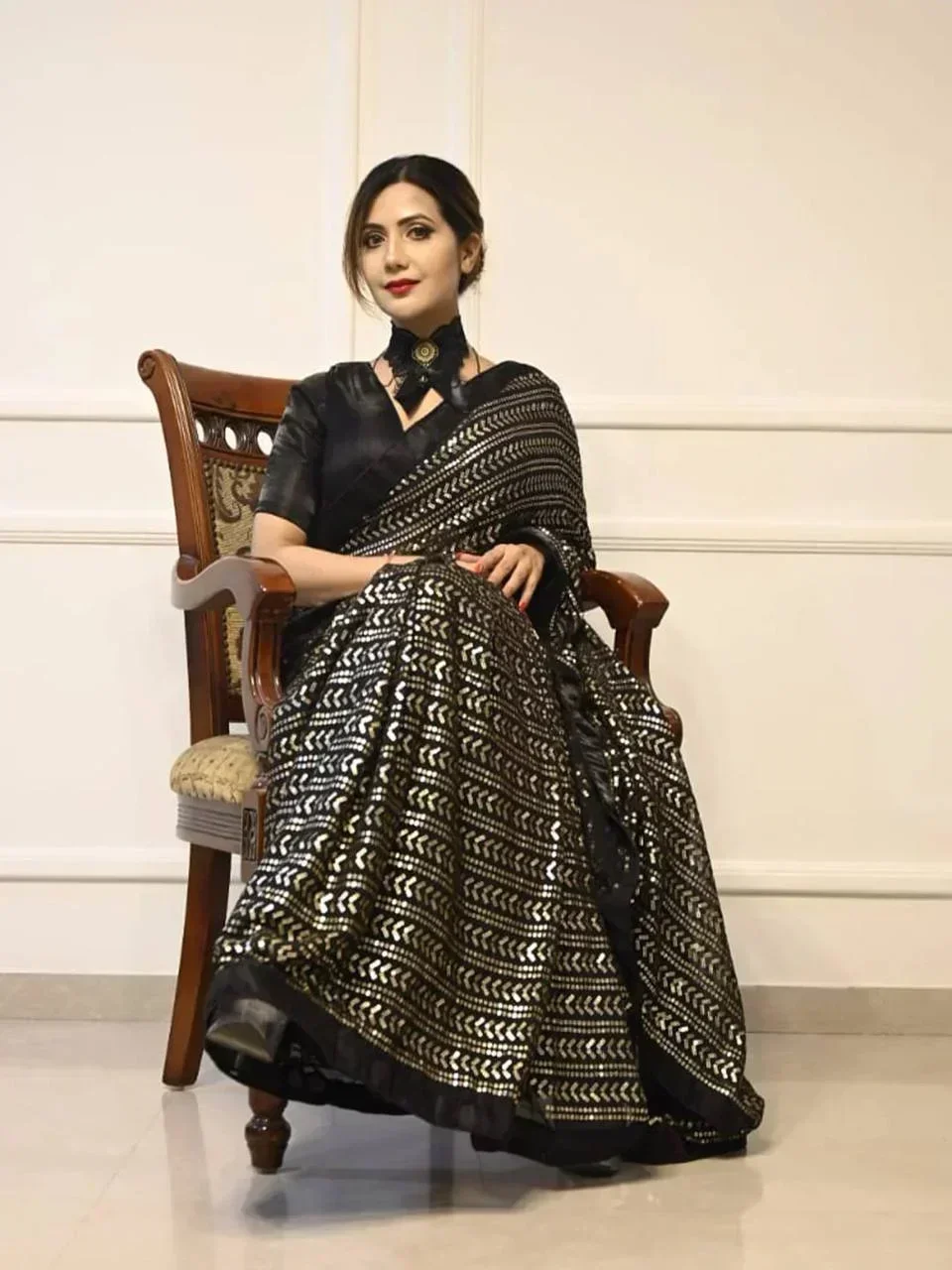 party wear look designer saree with beautiful floral print 3